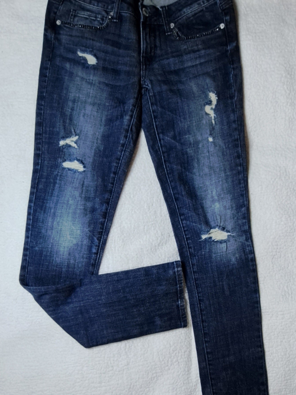 American Eagle Outfitters Dark Blue Distressed Skinny Jeans